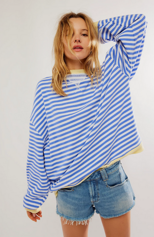 Olivia Women's Sweater | Classic Striped Crewneck Design 1