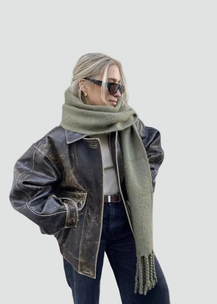 Piper Women's Bomber Jacket | Oversized Fit, Distressed Finish 4