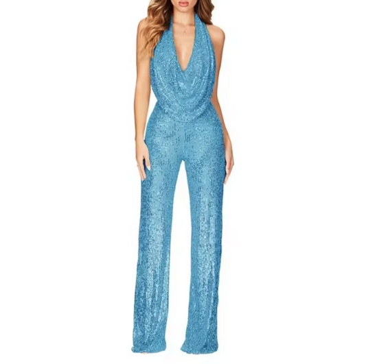 Ravishing Women's Jumpsuit | Sequin Halter Neck, Elegant Evening Wear 1