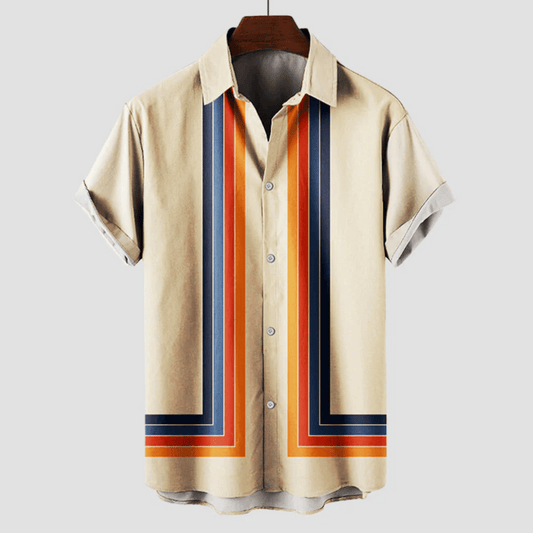 Rico Men's Short Sleeve Shirt | Vintage Striped Design 1