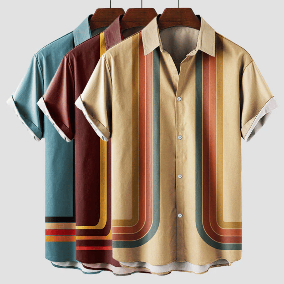 Rico Men's Short Sleeve Shirt | Vintage Striped Design 5