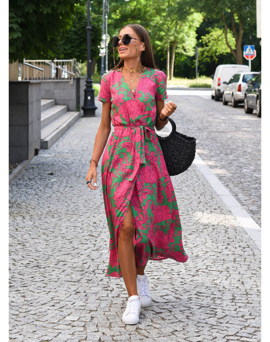 Sari Women's Midi Dress | Flattering Wrap Design, Summer Elegance 1