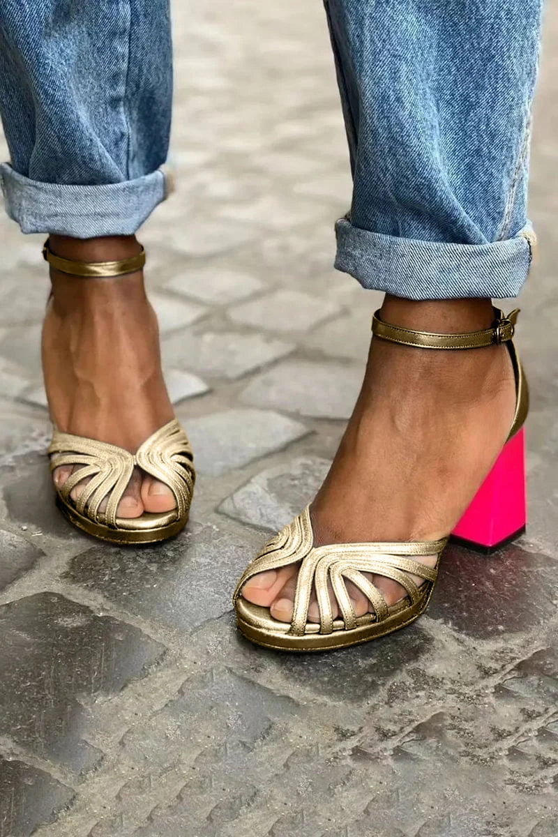Sela Women's Sandals | Multi-Strap Open Toe Block Heel 1