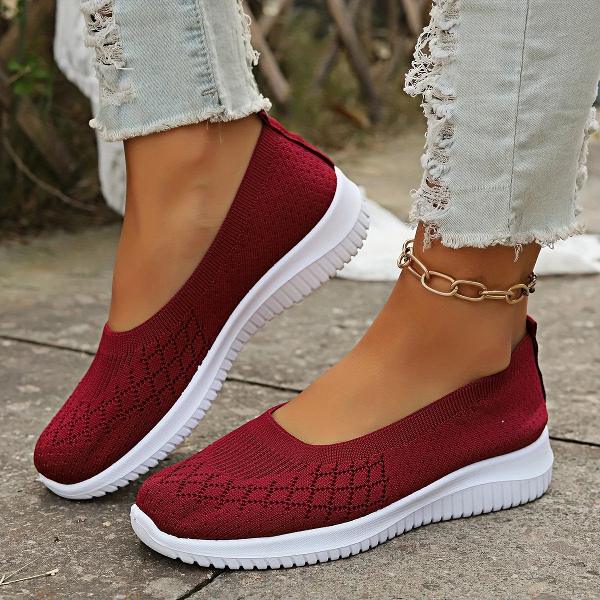 Sela Women's Slip-On Shoes | Breathable Knit Upper Closed Toe 5
