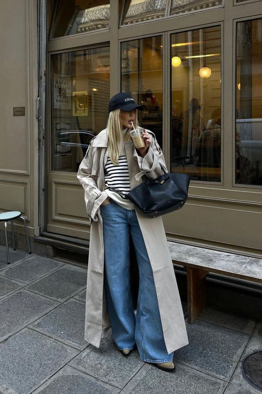 Seren Women's Trench Coat | Oversized Double-Breasted, Detachable Belt 1