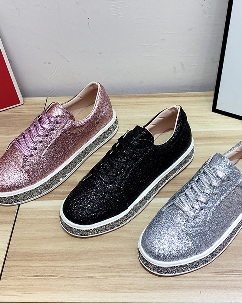 Sienna Women's White Sneakers | Glitter Detail, Casual Chic 8