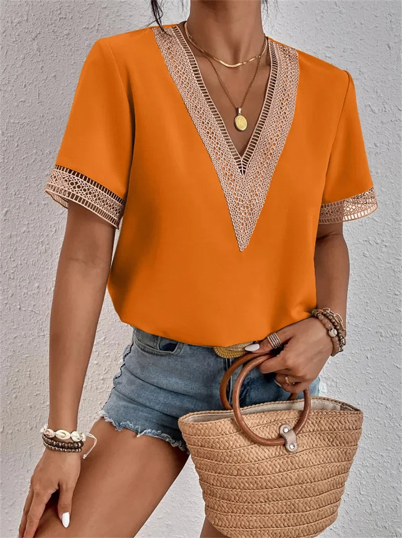 Soleil Women's Blouse | Airy V-Neck, Summer Top 8