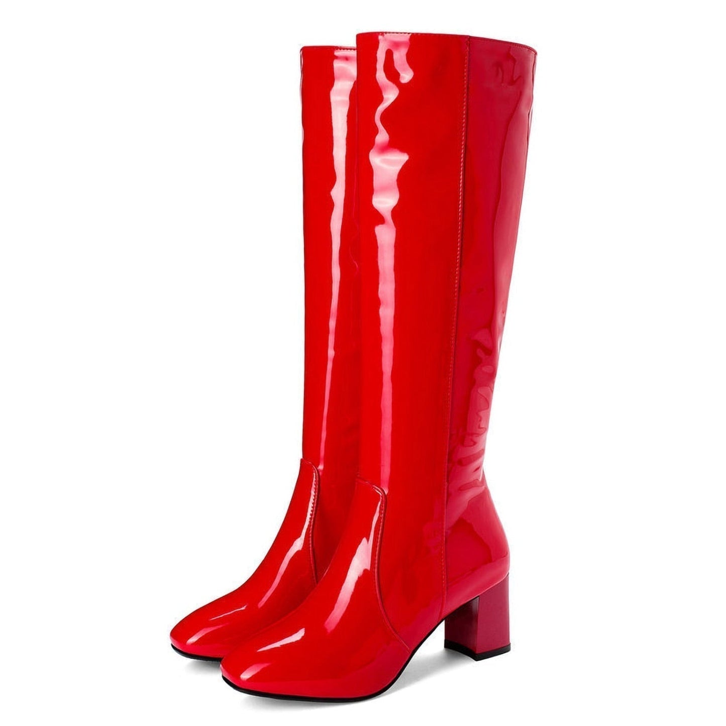 Sophie Women's Black Knee High Boots | Glossy Patent Finish, High Heel 3
