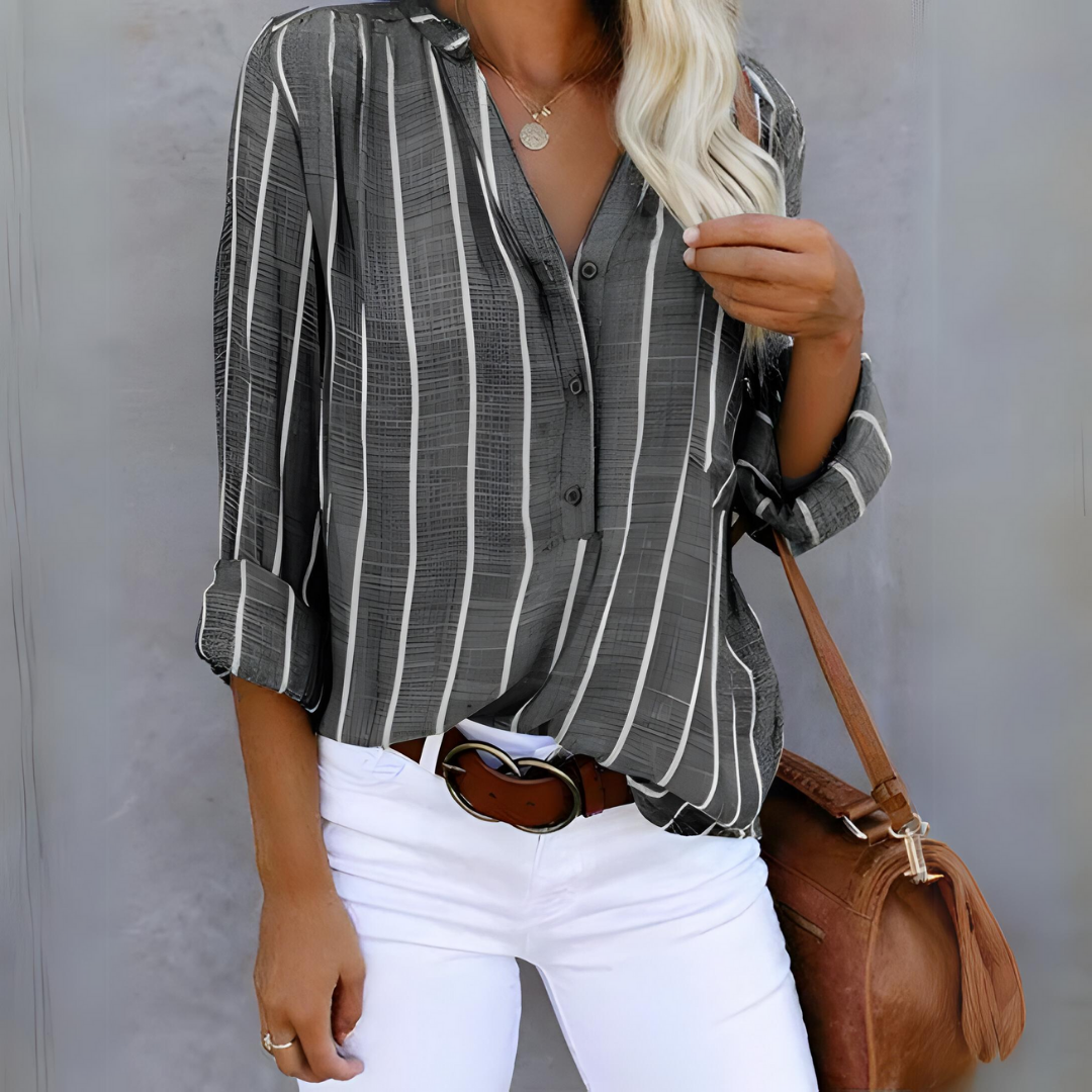 Sophie Women's Blouse | Timeless Stripe Design, Long Sleeves 4