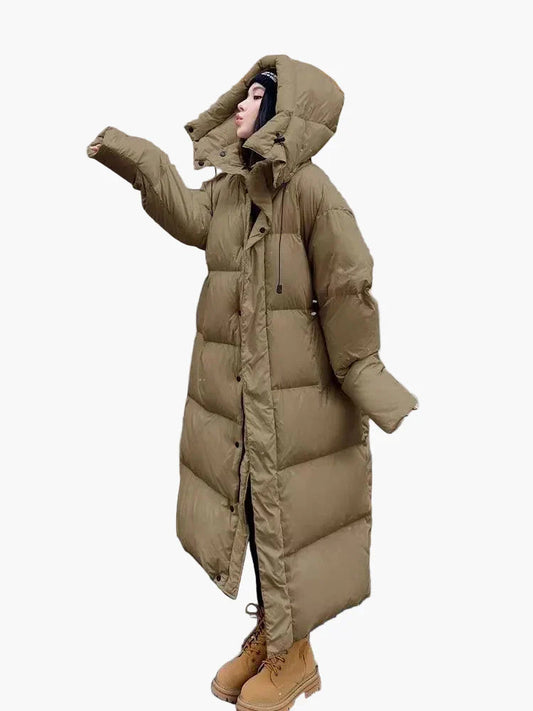 Sophie Women's Long Hooded Puffer Coat | Premium Insulation, Oversized Fit 1