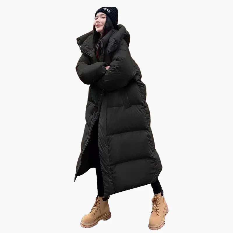 Sophie Women's Long Hooded Puffer Coat | Premium Insulation, Oversized Fit 3