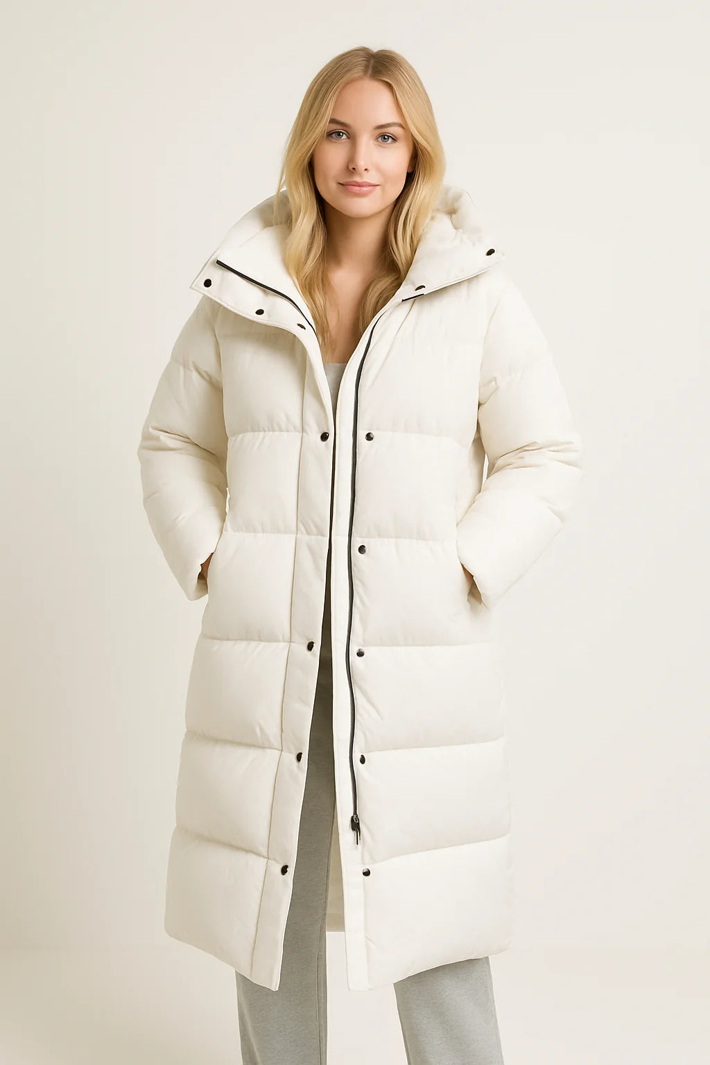 Sophie Women's Long Puffer Coat | Hooded, Padded Winter Outerwear 10
