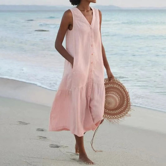 Sophie Women's Midi Dress | Button Placket, Casual Summer Style 1