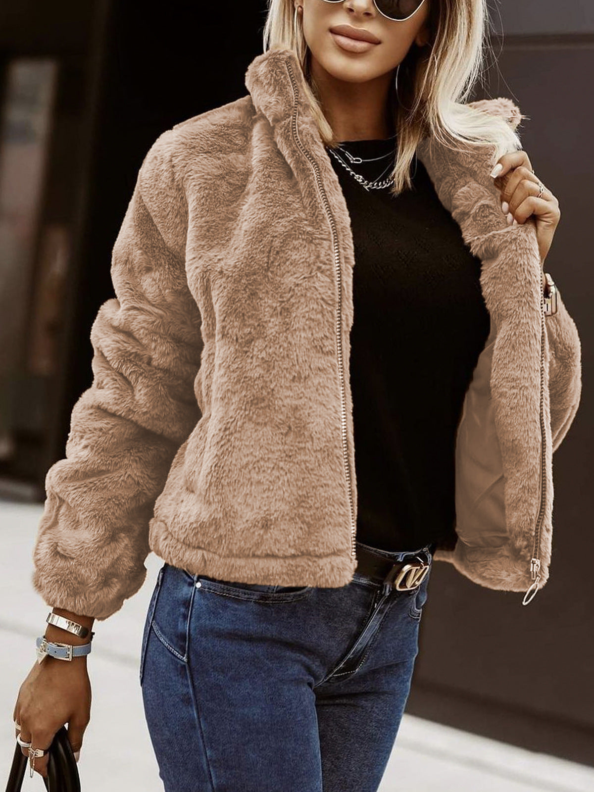 Talia Women's Jacket | Soft Teddy Bomber, Lightly Oversized Winter Coat 5