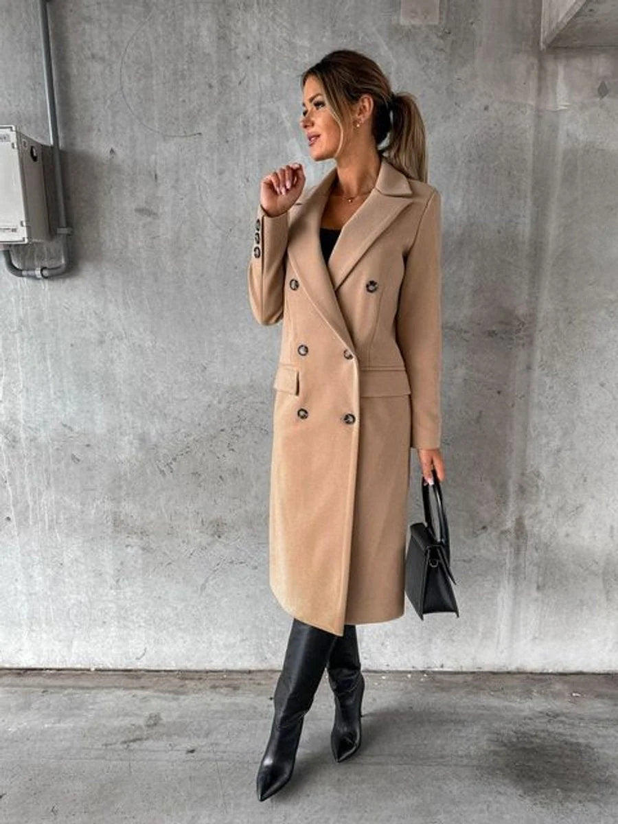Talia Women's Midi Overcoat | Tailored Fit, Double-Breasted Design 8