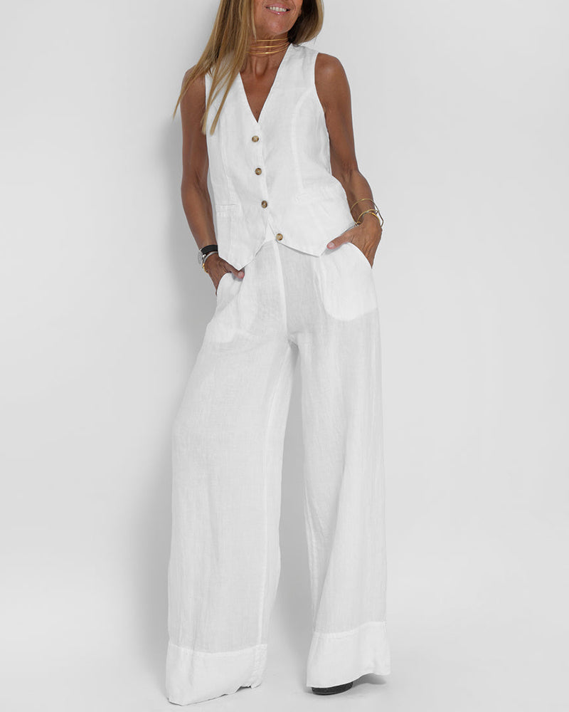 Tara Women's Two Piece Set | Wide-Leg Trousers, Chic Summer Co Ord Set 11