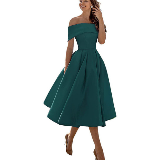 Tina Women's Midi Dress | Off-the-Shoulder, Elegant 1
