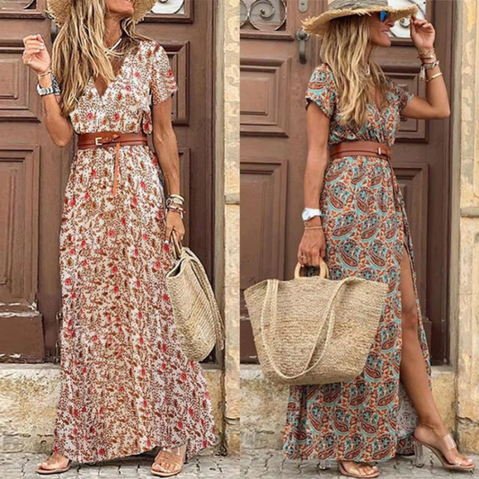Vera Women's Maxi Dress | Chic V-Neck, Short Sleeves 1