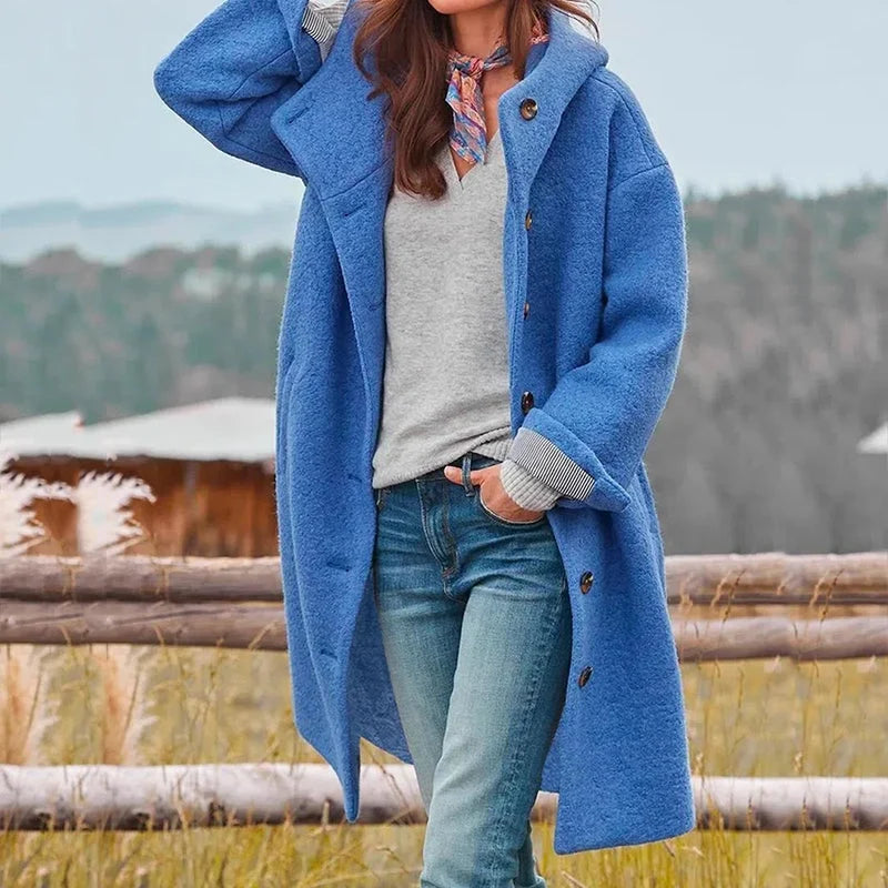 Willa Women's Coat | Wool Blend, Hooded, Loose Fit 4