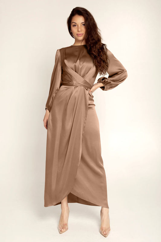 Willa Women's Maxi Dress | Elegant Wrap Design, Long Sleeve 1