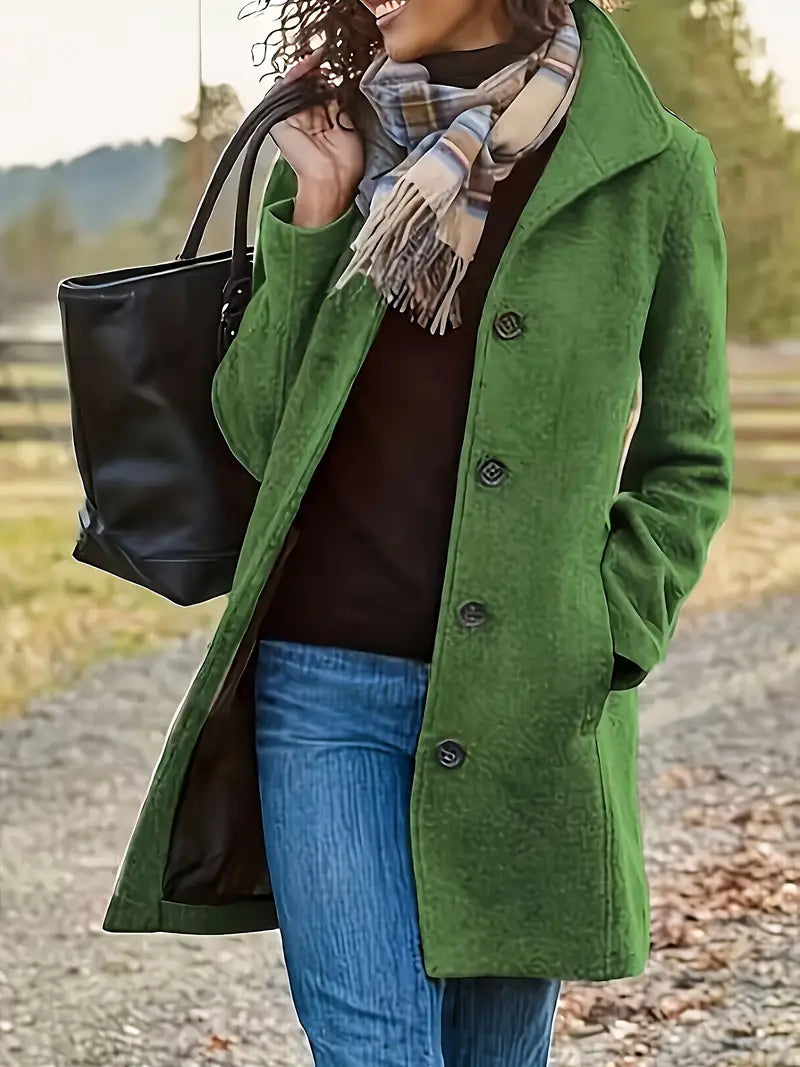 Woven Women's Coat | Elegant One-Button Design, Slim Fit Winter Coat 12