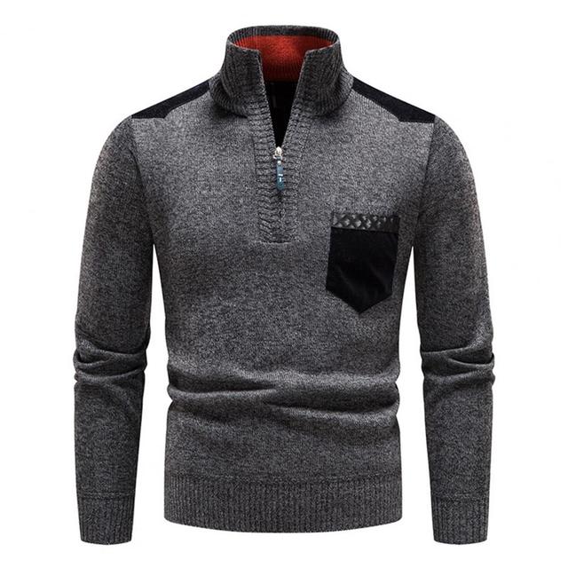 Aiden Men's Quarter Zip Sweater | Cozy Slim-Fit with Pocket 5