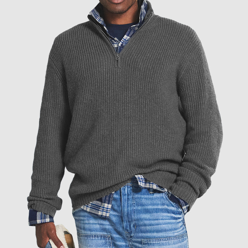 Aiden Men's Quarter Zip Sweater | Soft Ribbed Design, Breathable 0