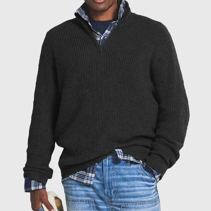 Aiden Men's Quarter Zip Sweater | Soft Ribbed Design, Breathable 1