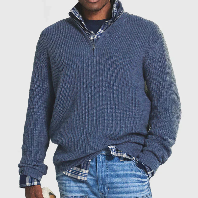 Aiden Men's Quarter Zip Sweater | Soft Ribbed Design, Breathable 2
