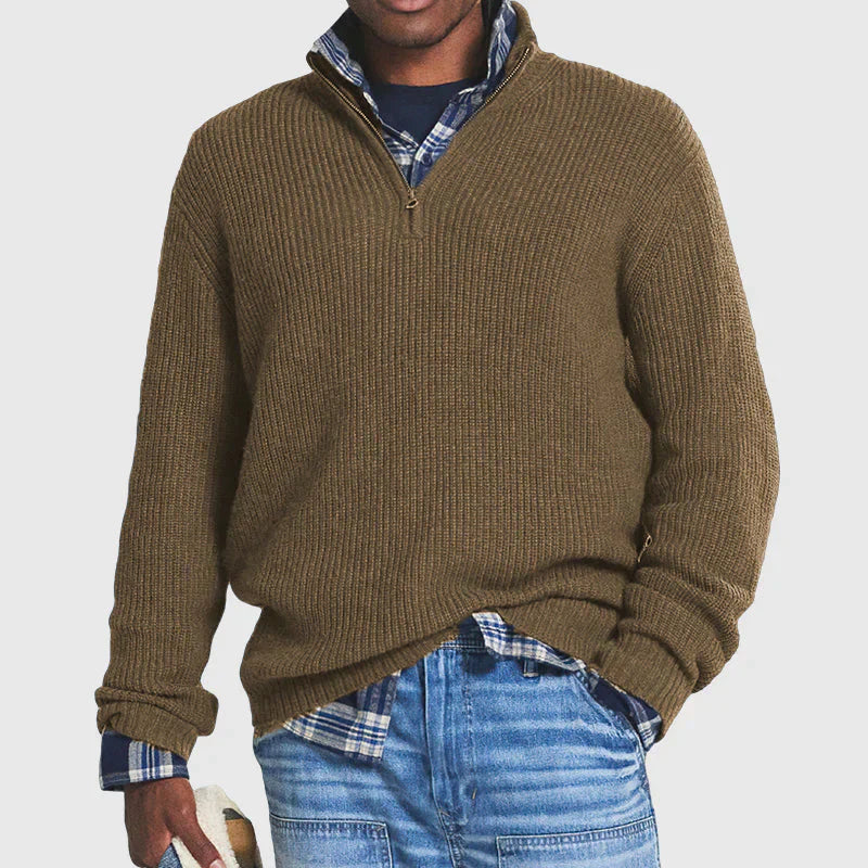 Aiden Men's Quarter Zip Sweater | Soft Ribbed Design, Breathable 3