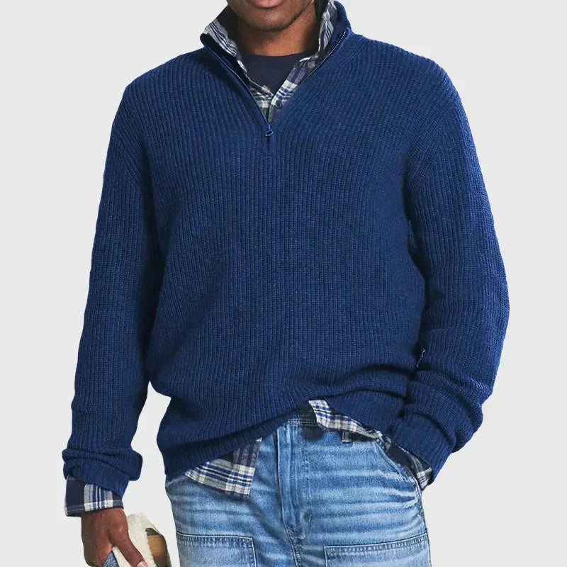 Aiden Men's Quarter Zip Sweater | Soft Ribbed Design, Breathable 4