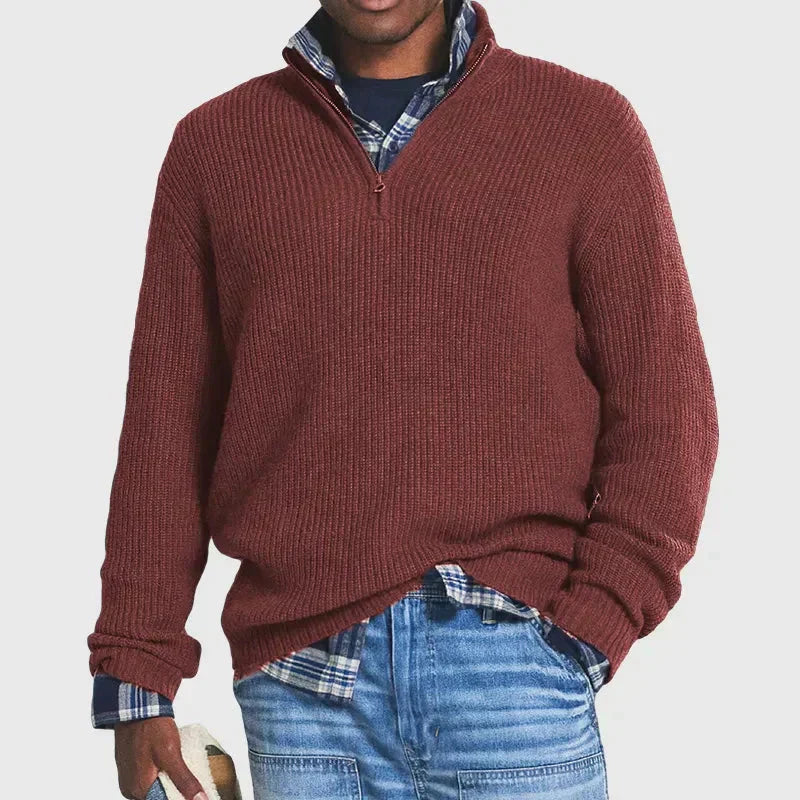 Aiden Men's Quarter Zip Sweater | Soft Ribbed Design, Breathable 5