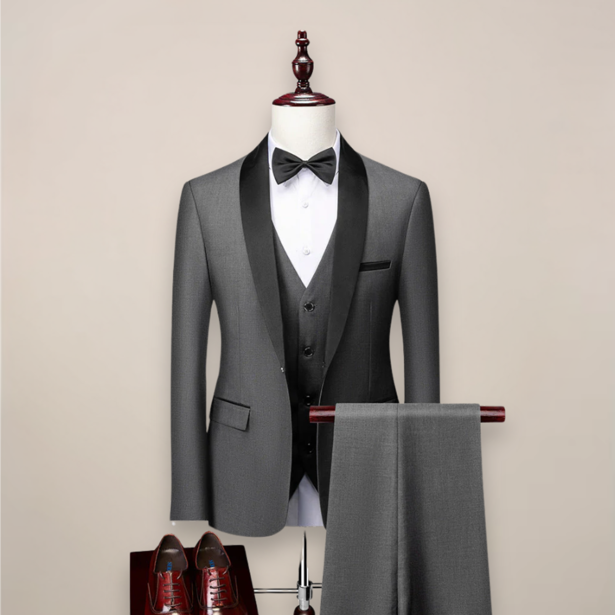 Aiden Men's Tuxedo Suit | Tailored Three-Piece Set, Elegant Design for Weddings 3