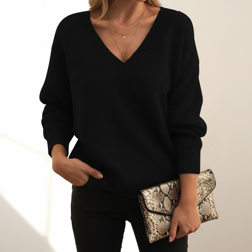 Alina Women's Pullover Sweater | 100% Cashmere, Elegant V-Neck Design 2