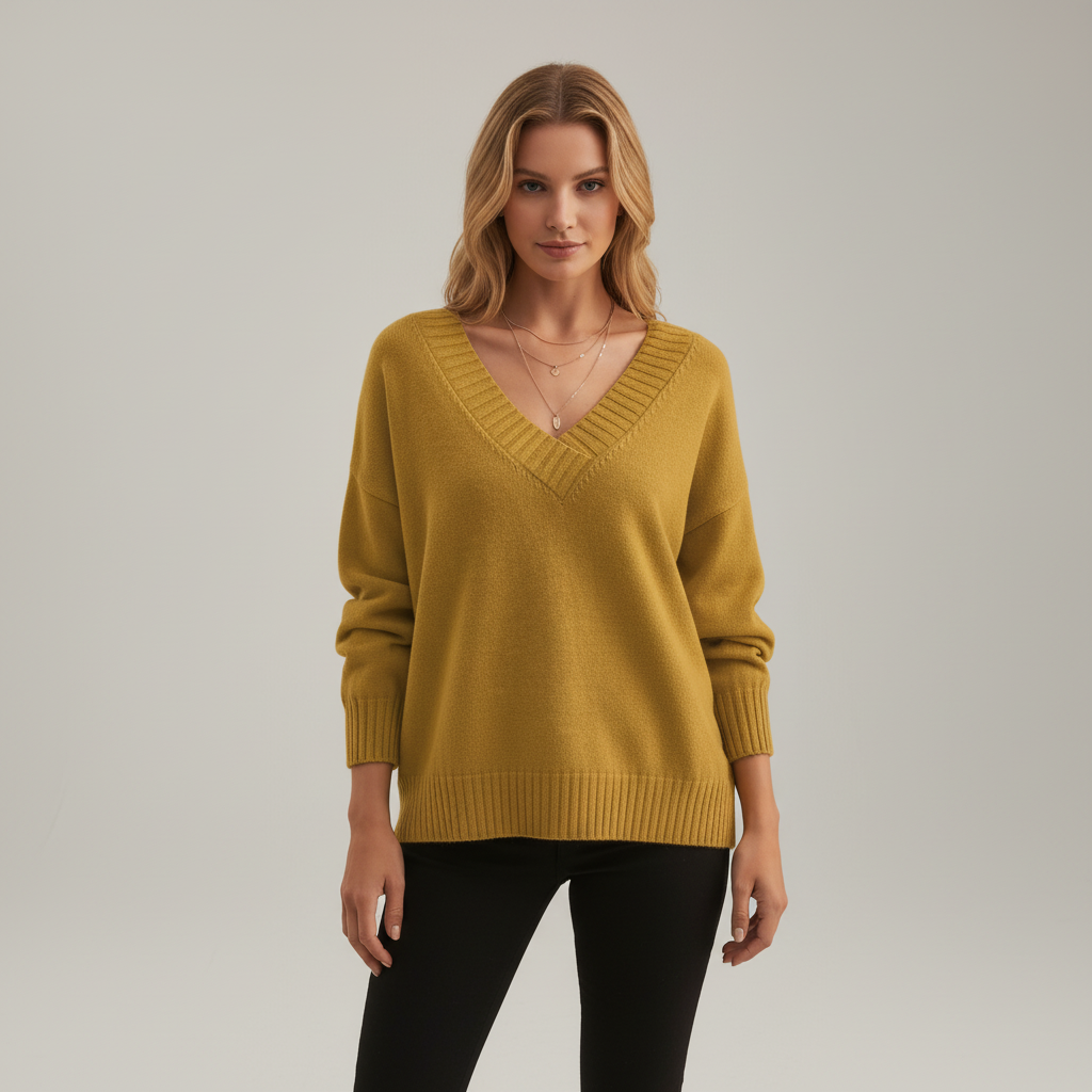 Alina Women's Pullover Sweater | 100% Cashmere, Elegant V-Neck Design 8