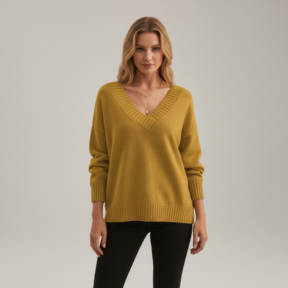 Alina Women's Pullover Sweater | 100% Cashmere, Elegant V-Neck Design 8