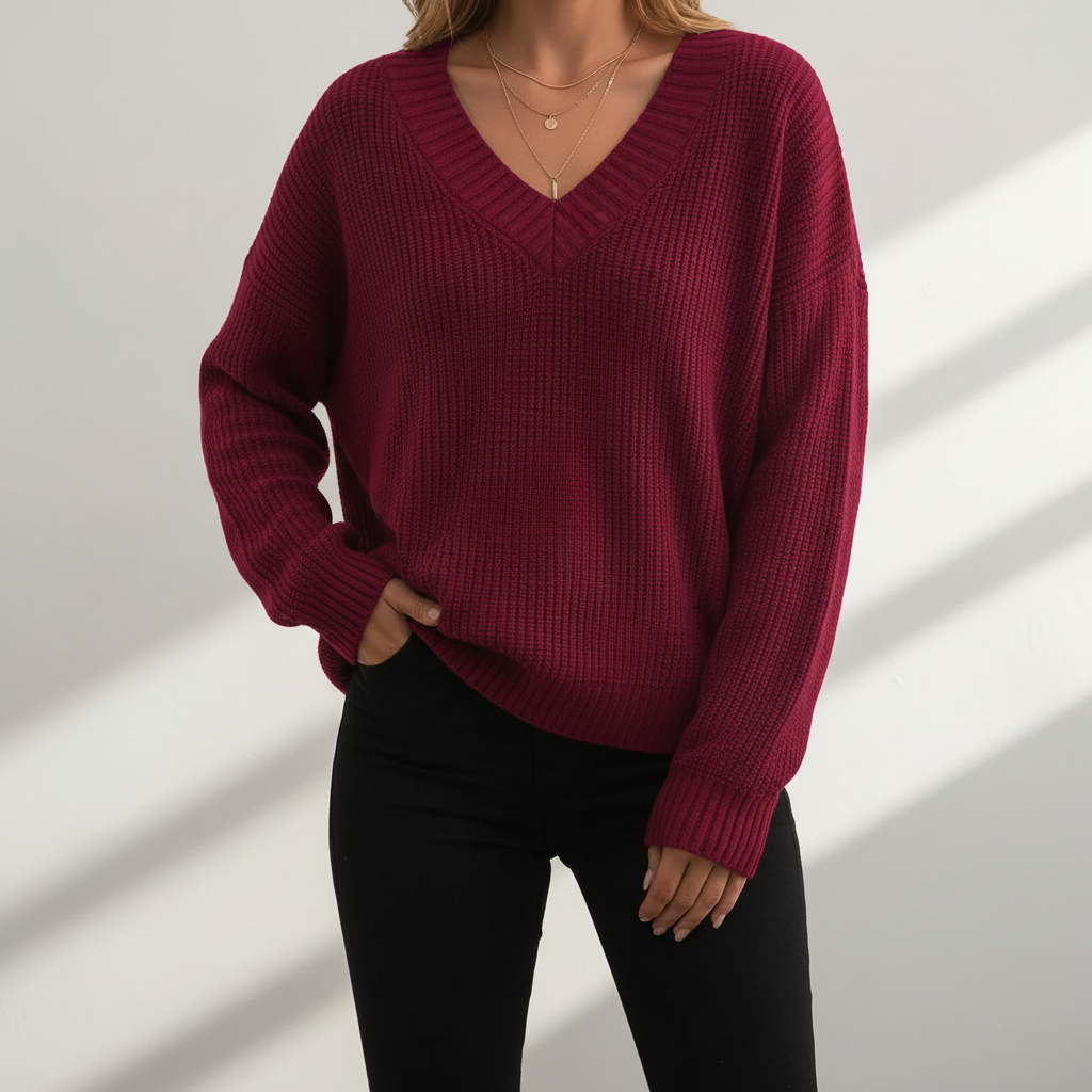 Alina Women's Pullover Sweater | 100% Cashmere, Elegant V-Neck Design 9