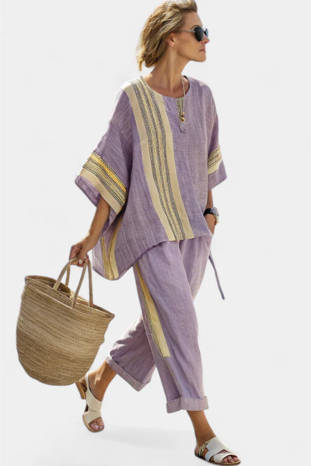 Anila Women's Two-Piece Set | Lightweight Linen, Elegant 3