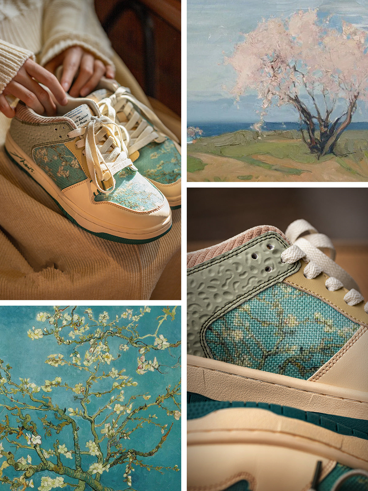 Arden Unisex Art Sneakers | Almond Blossom Print, Comfortable Fit 1