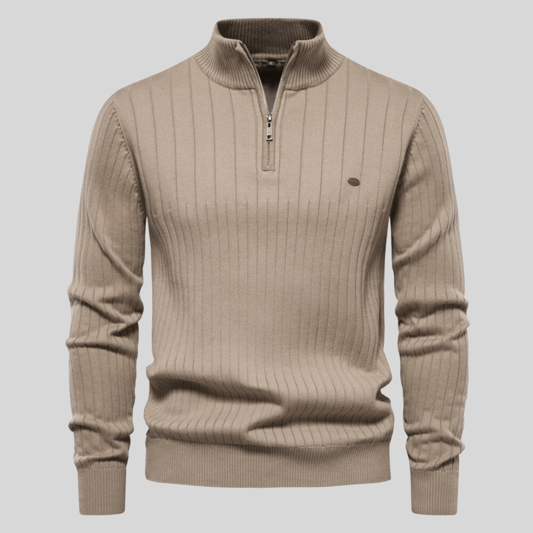 Ari Men's Half-Zip Sweater | Ribbed Texture, Spring Style 1