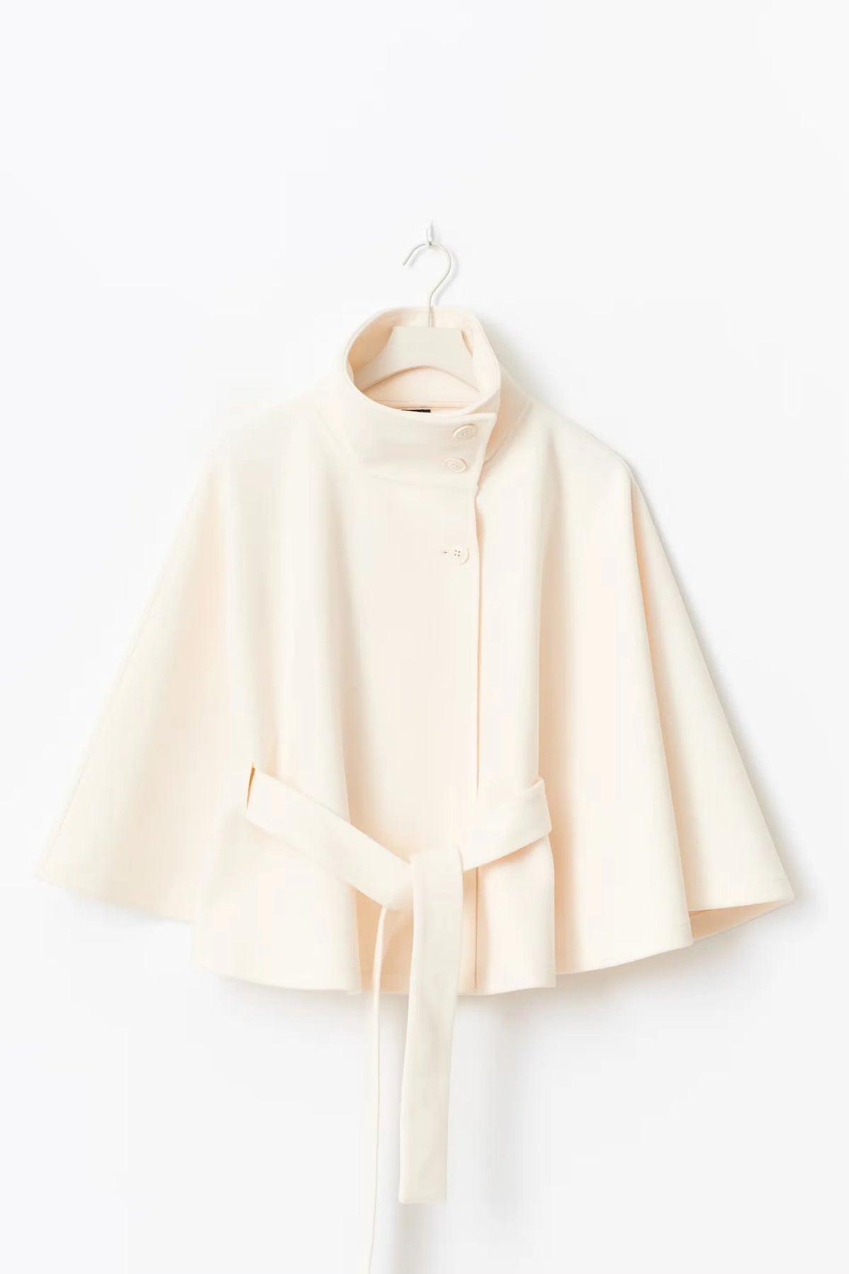 Aria Women's Cape Coat | High Collar, Tie Belt, Regular Fit 1