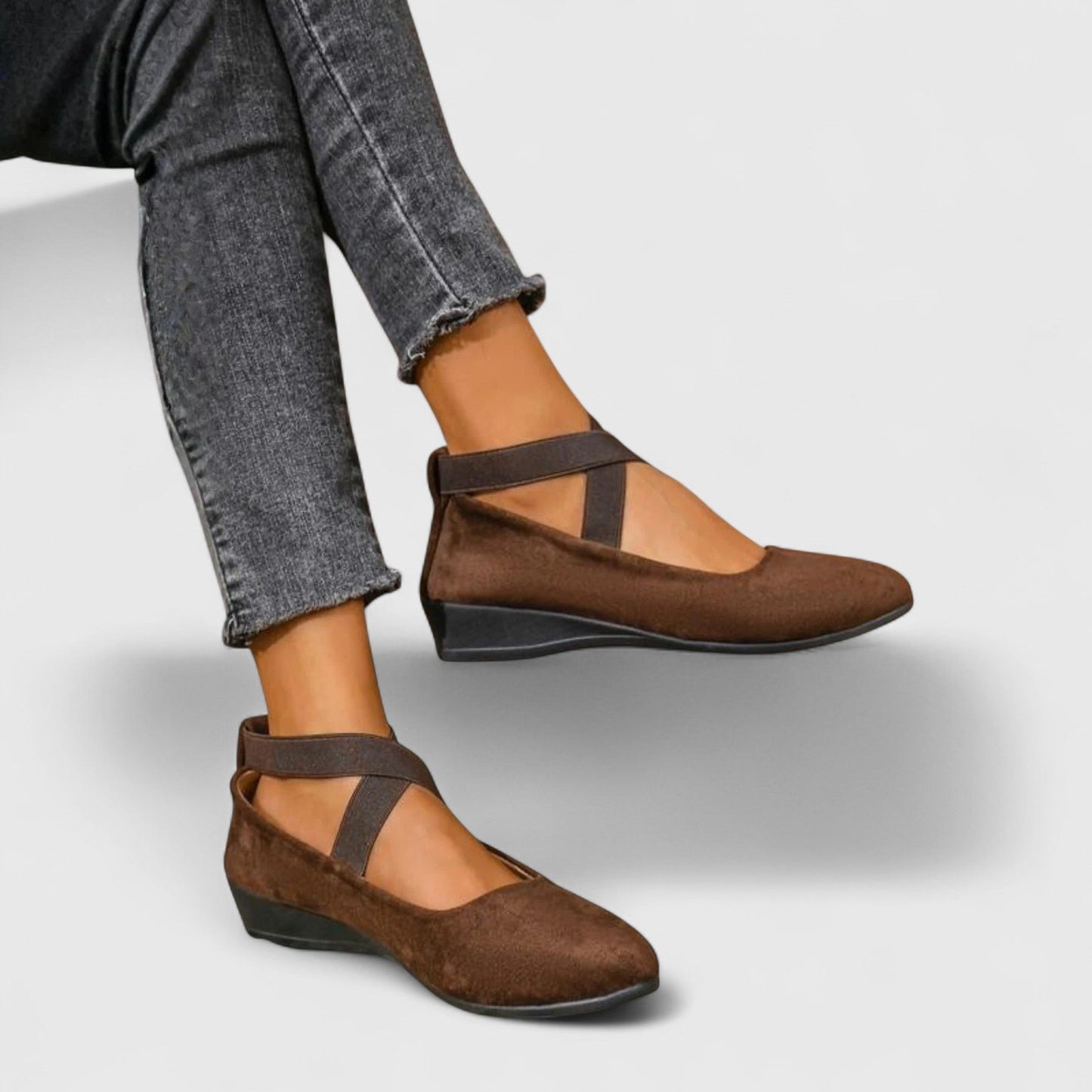 Ava Women's Black Flats | Comfortable Wedge Design 2