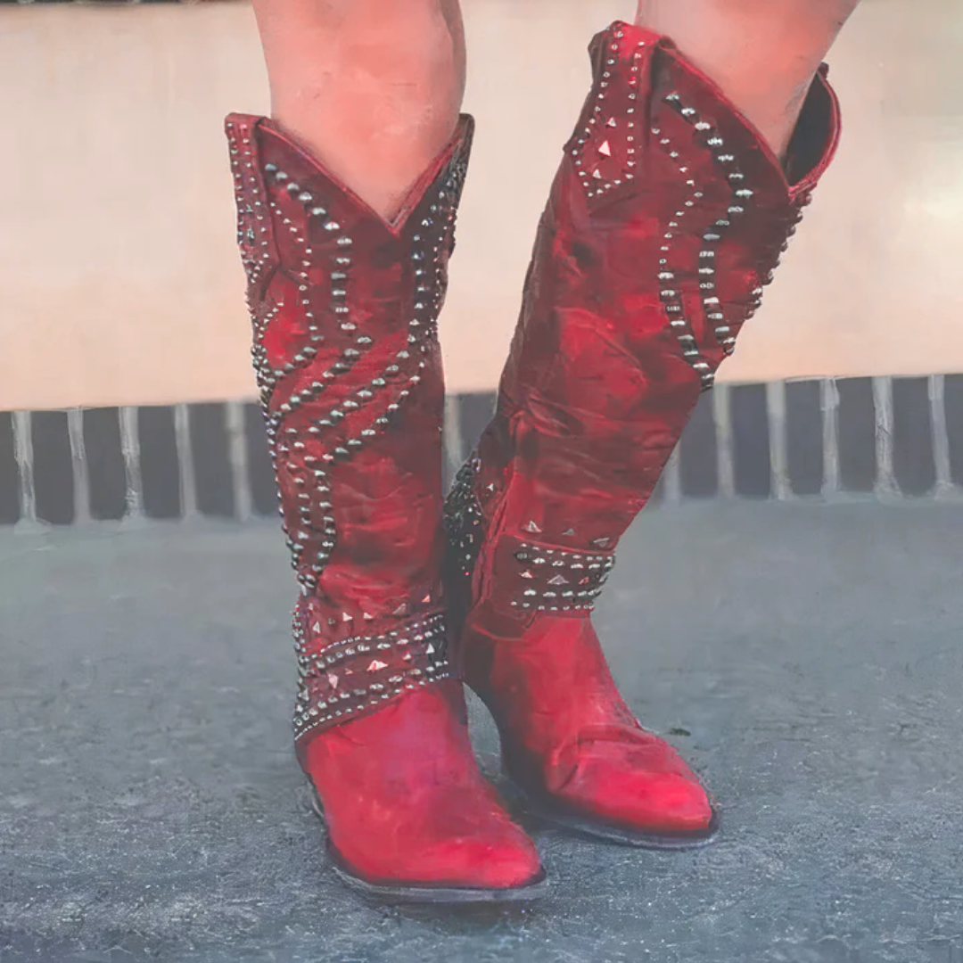 Ava Women's Cowboy Boots | Studded Design, Spring Style 3