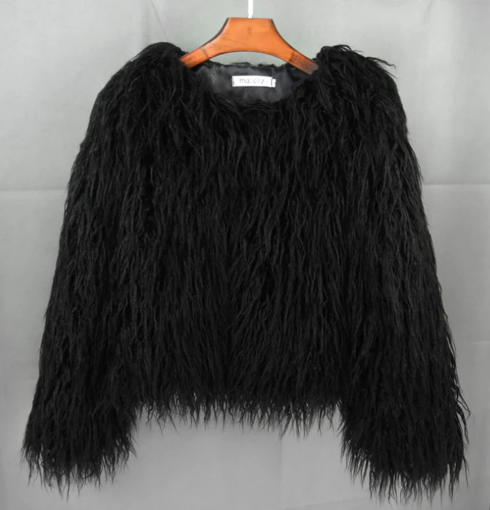 Ava Women's Cropped Coat | Textured Faux Fur, Elegant 0
