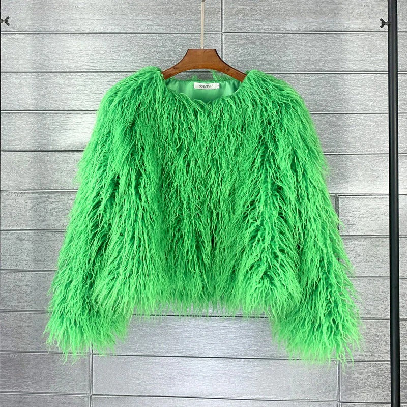 Ava Women's Cropped Coat | Textured Faux Fur, Elegant 3