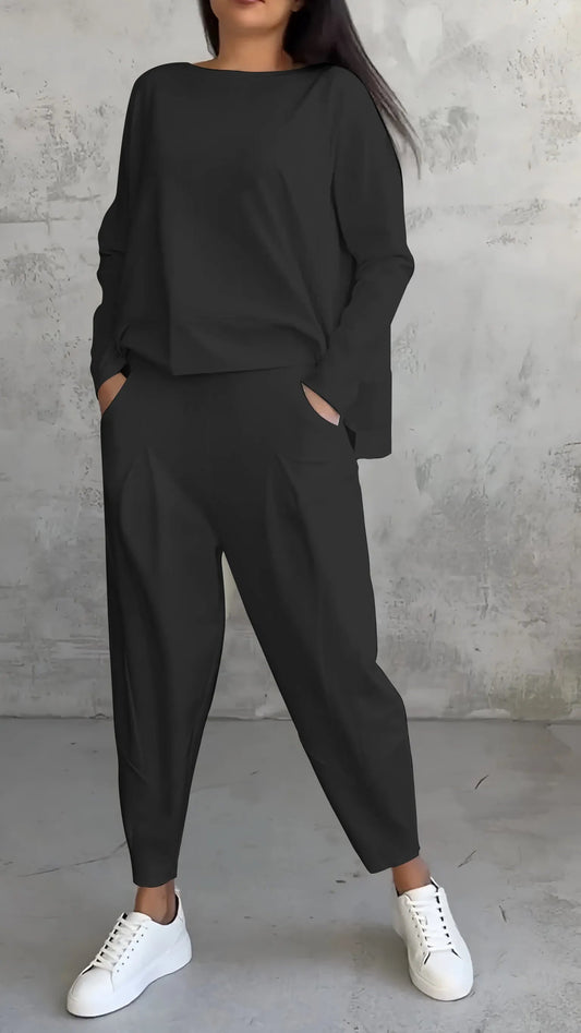 Ava Women's Harem Pants Set | Casual Long Sleeve Top 0
