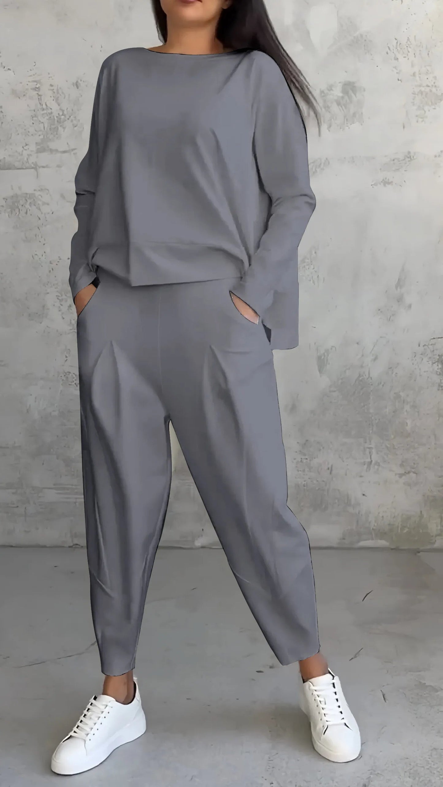 Ava Women's Harem Pants Set | Casual Long Sleeve Top 1