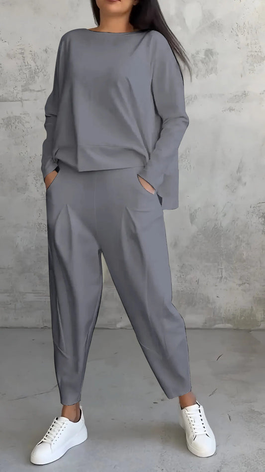 Ava Women's Harem Pants Set | Casual Long Sleeve Top 1