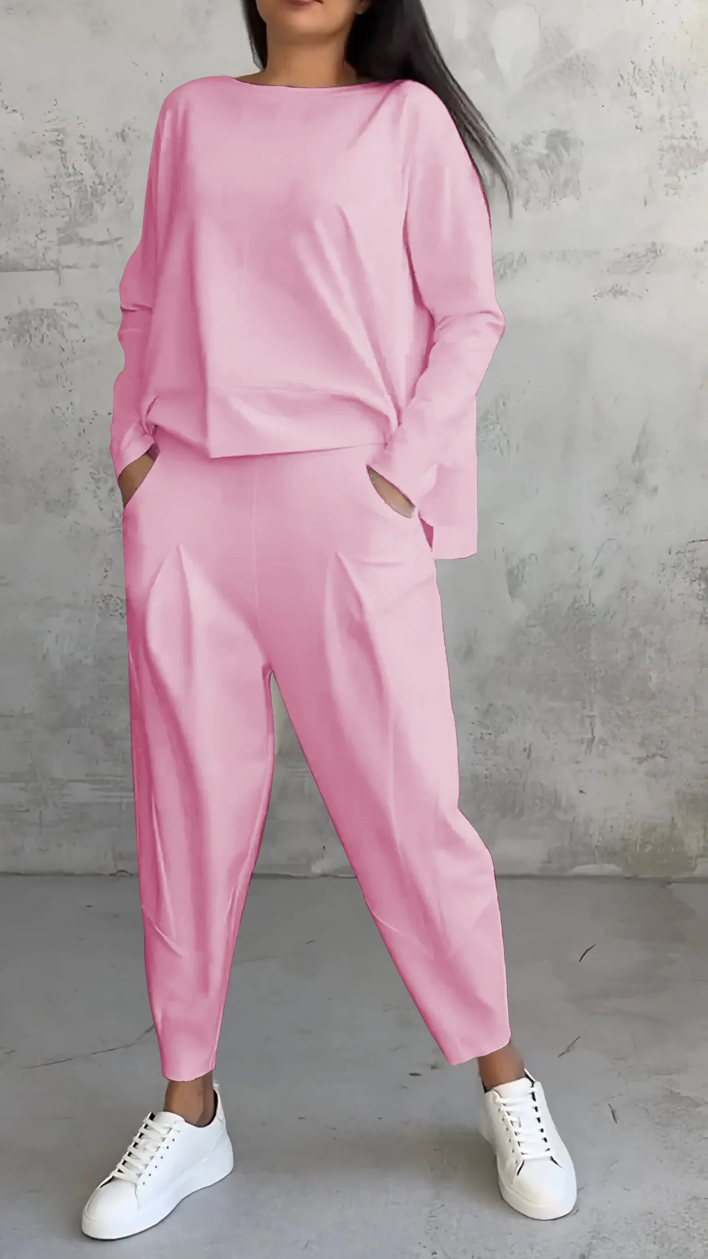 Ava Women's Harem Pants Set | Casual Long Sleeve Top 2