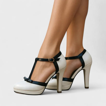 Ava Women's Heels | Elegant Black Platform T-Strap Design 3